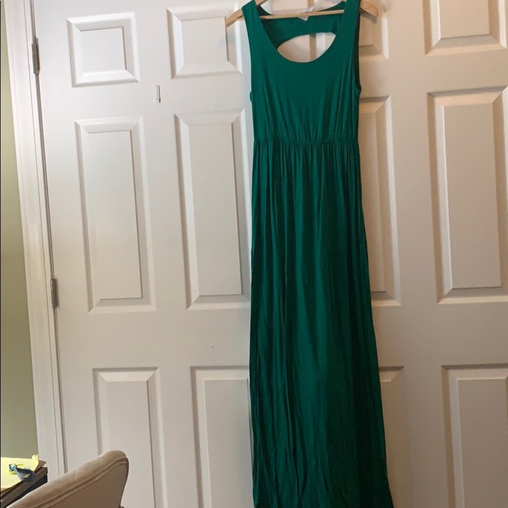 green maxi with keyhole back